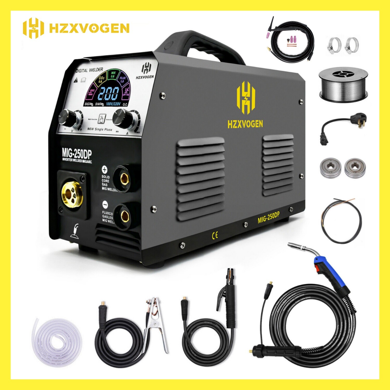 MIG250DP MIG Welder TIG MMA Gas Gasless Inverter Welding Machine W/GUN 110V/220V