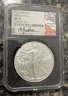 2022 SILVER EAGLE NGC MS70 MICHAEL GAUDIOSO SIGNED FIRST DAY OF ISSUE FDI BLACK
