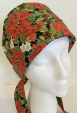 Christmas Poinsettias Medical Pixie Style Scrub Surgery Hat Chemo Cap Dental