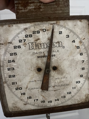 Vintage Hanging Dairy Scale Hanson Mod # 600 Bin Mercantile Farm House - Picture 4 of 5