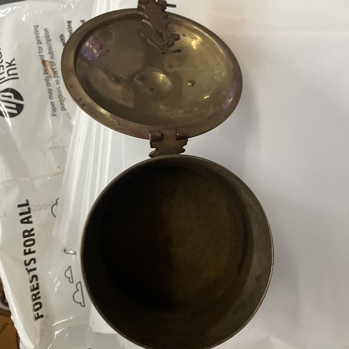 Vintage Messing Behälter Stash Box mit Klappdeckel Gravur Design - Bild 5 von 10