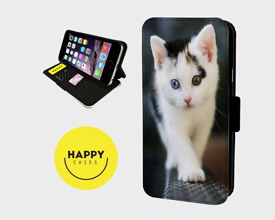 SWEET CAT EXPLORING - Kunstleder Klapp Handy Hülle Cover - iPhone/Samsung