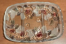 Mikasa Studio Nova Festive Flower Divided Relish Tray Red Green 8.5" x 11.5"