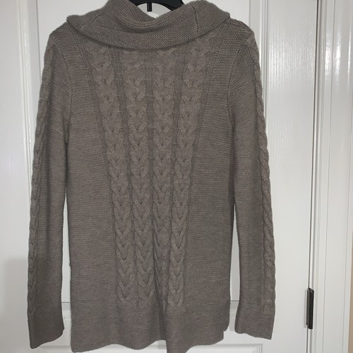 Calvin Klein sweater size S women long sleeve light brown cable knit cowl neck - Picture 8 of 11