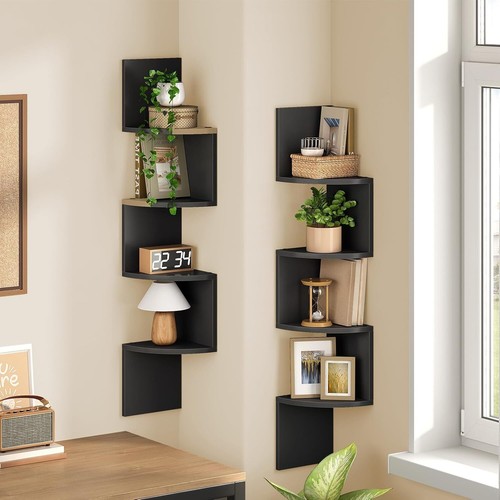 Corner Shelf Set of 2 Floating Corner Shelves Wall-Mounted Corner Bookshelves - Picture 21 of 28