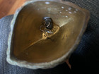 4" Antique Solid Brass Woman Hoop Skirt Bonnet Figural Dinner Bell England — photo 3