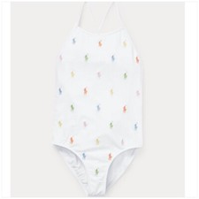 Polo Ralph Lauren ponies over one -Piece swimming suit Sz 12 youth 150 NWT MA