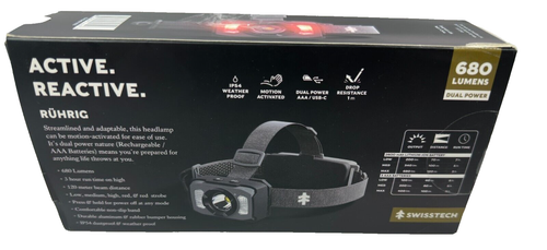 Swiss Tech Rechargeable LED Headlamp Weatherproof Drop Resistant Motion Activate - Imagen 5 de 16