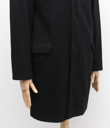 Men's PRADA Milano Wool Long Coat Overcoat Black Nylon Hood Inside RARE 50 US40 - Picture 11 of 20