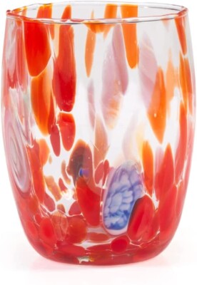 Set Di 6 Bicchieri D'Acqua Goto Veneziani In Vetro Di Murano, Colorati E Soffiati A Mano, Made In Italy