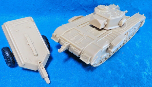 CTS WWII British Churchill Tank w/ Flame Thrower Trailer, hard plastic, 1/38 Tan - Picture 5 of 5