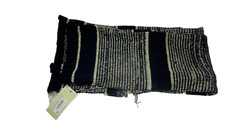 Michael Kors Womens Pointelle Cable Knit Scarf Navy / Gold PLEASE READ