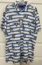 NWT Cremieux size XL white blue floral short sleeve polo shirt mens $85