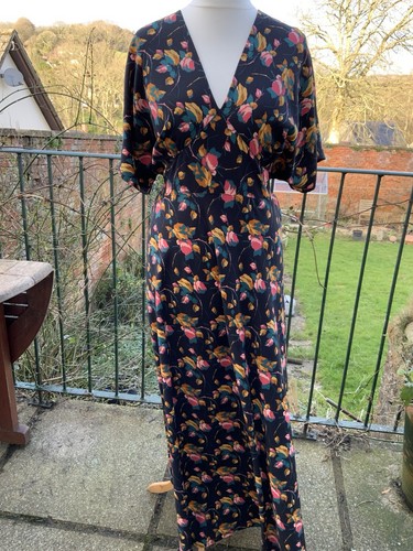 NANCY MAC BOHEME BLOOM AURORA WOOL CREPE MAXI DRESS VINTAGE DECO 30’s 40’s 5 18 - Picture 13 of 14