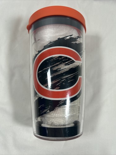 Double Walled NFL Chicago Bears Insulated Tumbler Cup 16oz With Orange lid - Picture 10 of 11