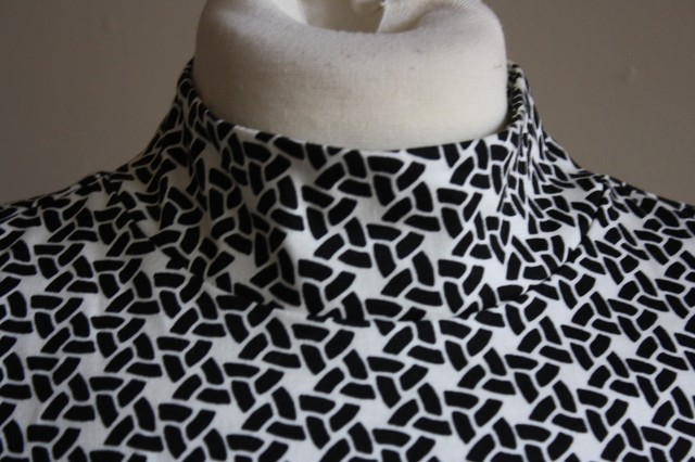 black and white mock neck