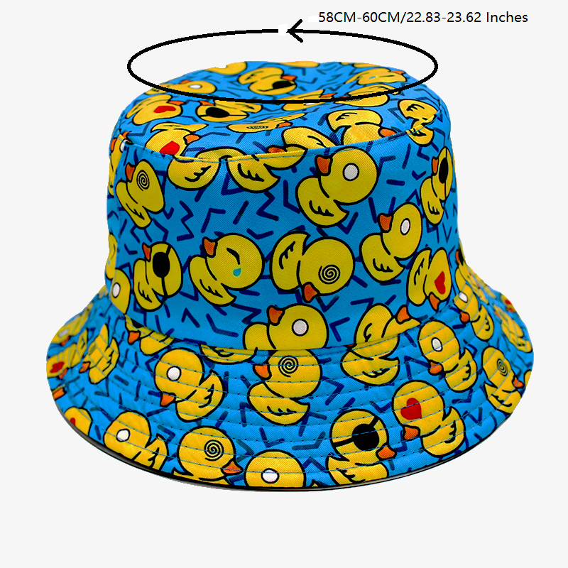 Blue Reversible Duck Print Bucket Hat for Summer Sun Protection-image