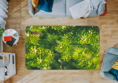 3D Green Leaves Branch NAO10750 Game Rug Mat Elegant Photo Carpet Mat Fay