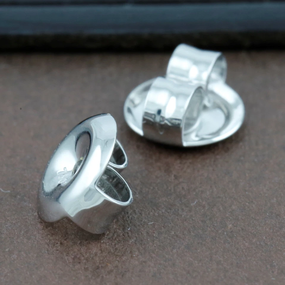 Pendientes mariposa de oro blanco macizo genuino de 18 quilates con respaldo de 7 mm - 1 par Foto 4 de 4