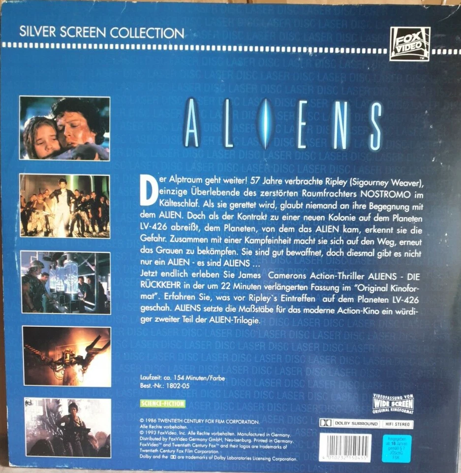 Laserdisc Alien II - Die Rückkehr "Die lange Fassung" Pal deutsch 2 Disc Version - Bild 2 von 3