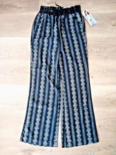 REWASH Brand NWT Blues Traveler Relaxed Jogger Pants Navy White Linen Rayon Sz S