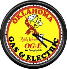 Reddy Kilowatt Oklahome Gas And Electric Company Service Sign Wall Clock