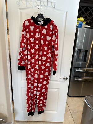 Disney Minnie Mouse Hoodie One Piece Union suit size XL 16/18 Halloween  pajama