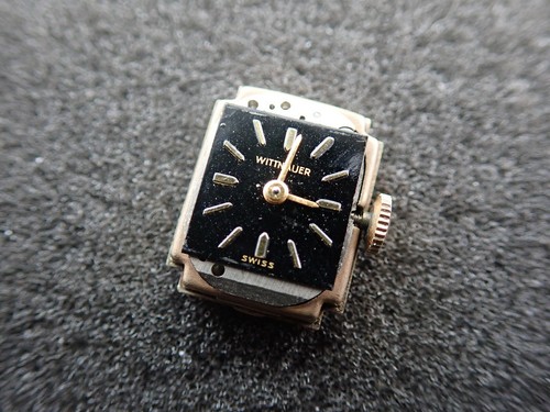 NICE 12.5MM LADIES BLACK DIAL WITTNAUER GOLD FILLED CUFF WRIST WATCH - RUNNING - Picture 2 of 6