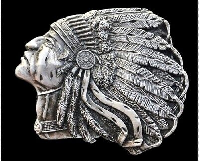 Indian Warrior Chief Belt Buckle Western Cowboy Native American IW-05-S