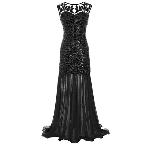 Pailletten Damen Vintage Abend Cocktail Abschlussball Kleider Ball lang formell Maxi Party - Bild 5 von 37