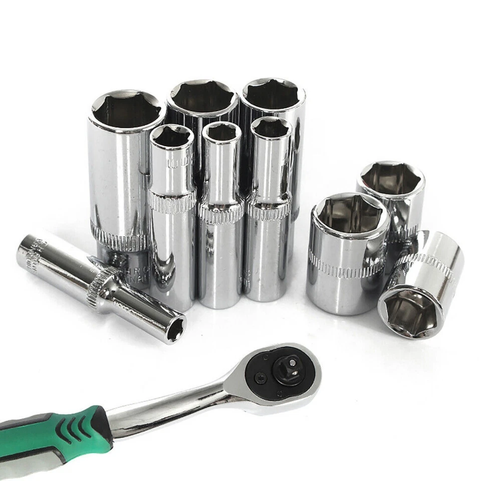 1/4" Socket Deep Drive 4mm-14mm Ratchet Deep Hex Sockets Cr-v Steel Long Reach - Image 4 of 4