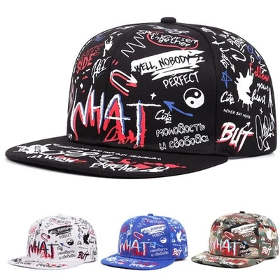 Graffiti Baseball Cap Snapback Men Women Flat Peak Hip Hop Rap Sport Hat