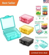 Clear Plastic Pill Organizer - 4pcs Portable Cases in Stylish Colors for Travel