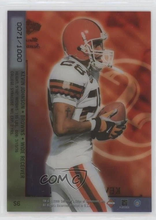 2000 Collector's Edge Masters Sentinels Gold /1000 Kevin Johnson #S6 - Image 2 of 2