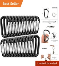 24-Pack 2" Aluminum D Ring Carabiners - Durable  Lightweight Camping Clips