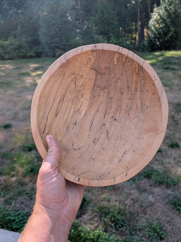 10" Hand Carved Spalted Maple Wood Bowl Signed By Artisan Spencer Peterman - Picture 11 of 12