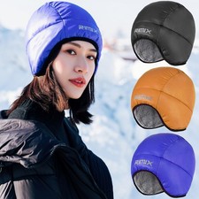Winter Fleece Warm Beanie Hat Windproof Snow Duck Down Earflap Hat for Men Women