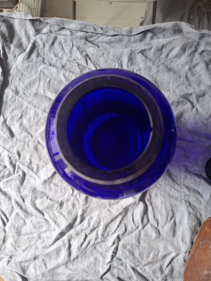 Vase ancien Erte "Fireflies" verre bleu et métal argenté par Franklin Art Deco - Photo 2/4