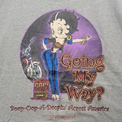 Vintage Biker Betty Boop Hitchhiking ''Going My Way'' 3XL T Shirt Made In USA