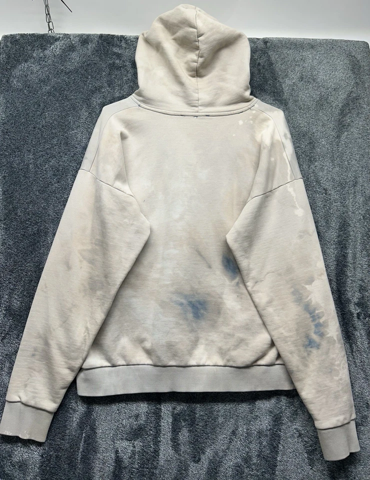 Moletom com capuz Diesel masculino tamanho L bege manga longa tingido denim divisão - Imagem 4 de 4