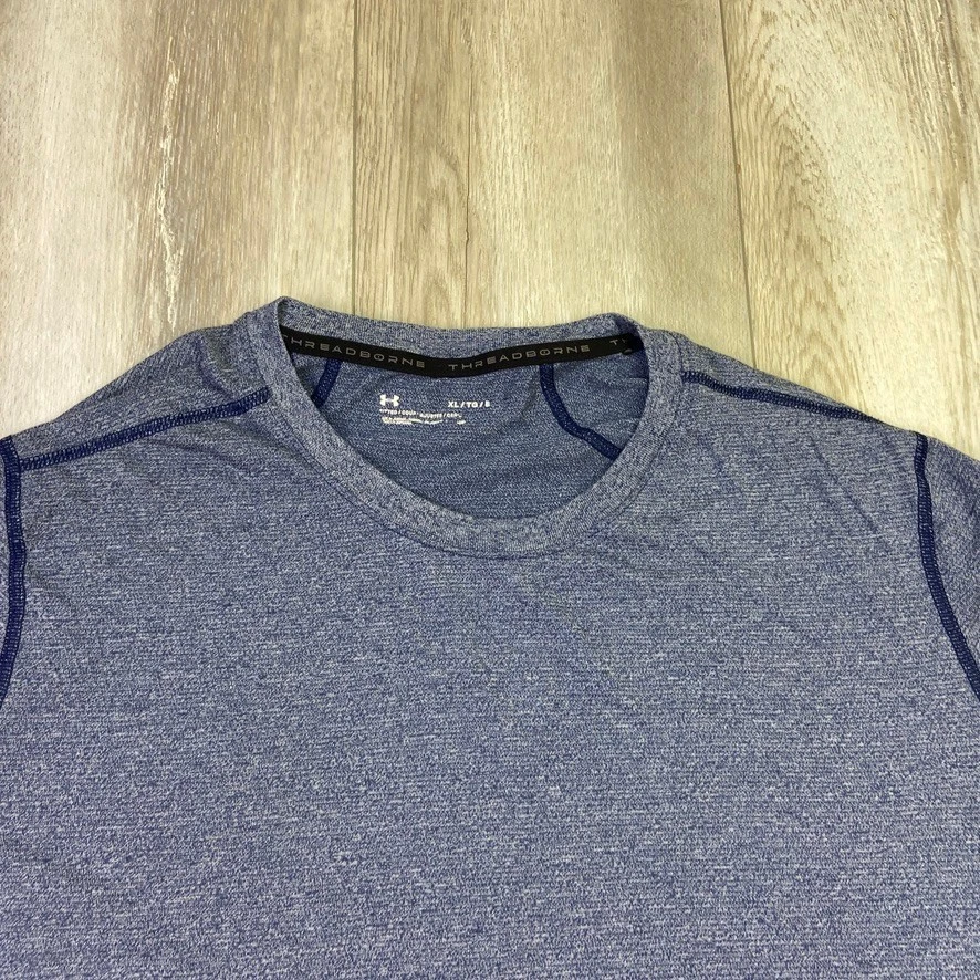 Camisa Under Armour Threadborne para Hombres XL Azul Ajustada Manga Larga Pullover Hombres Foto 2 de 4