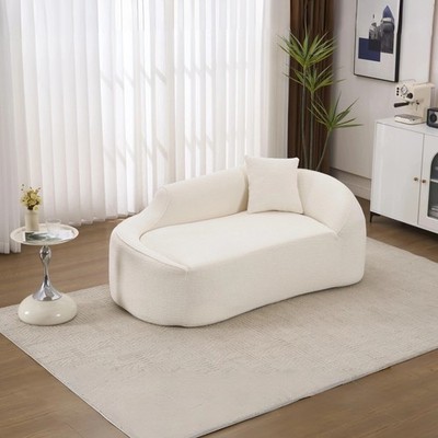 LY-048 Compression Curved Chaise Longue Chair Indoor, Modern Chenille Loveseat