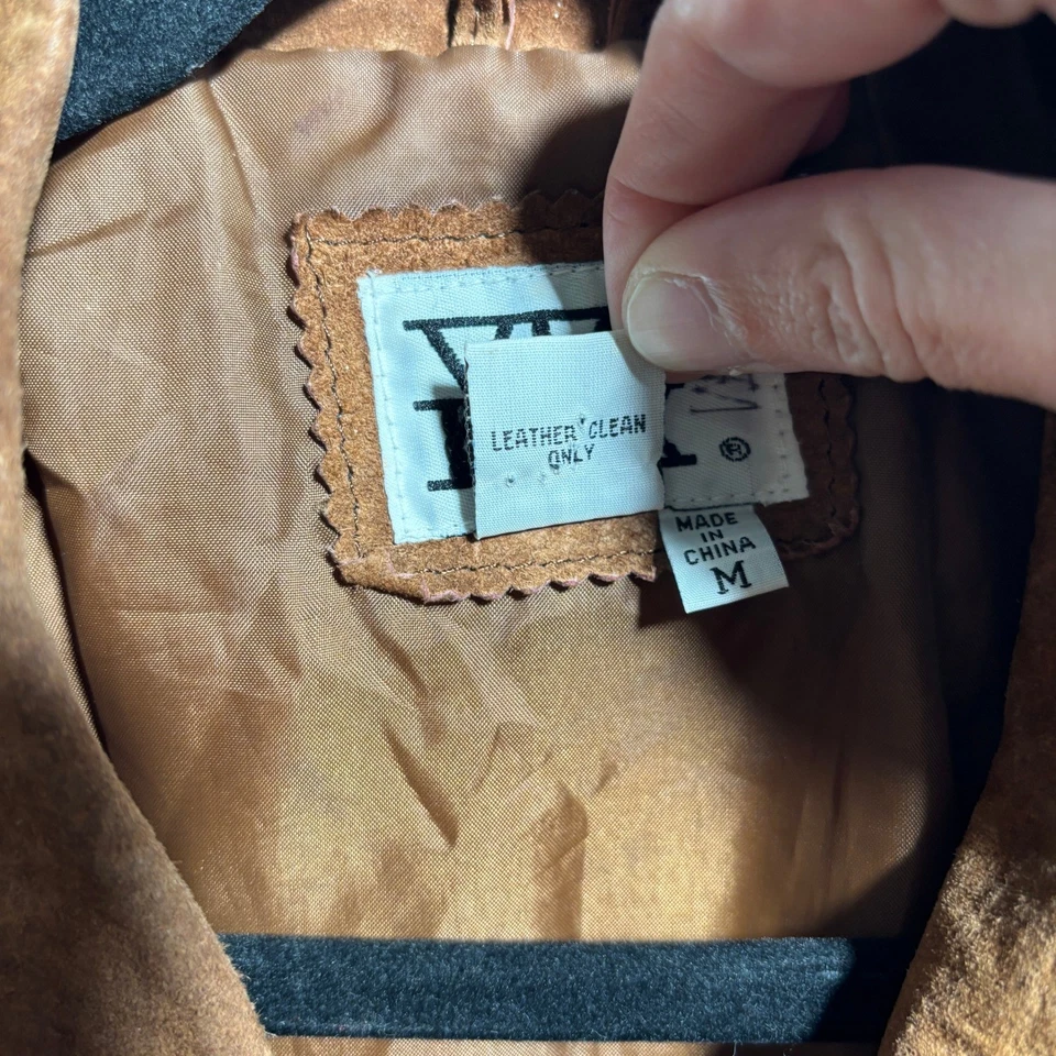 Abrigo Chaqueta De Colección Via Max Para Hombres Marrón Gamuza Cuero Para Hombre M Western Retro De Colección ** Foto 4 de 4