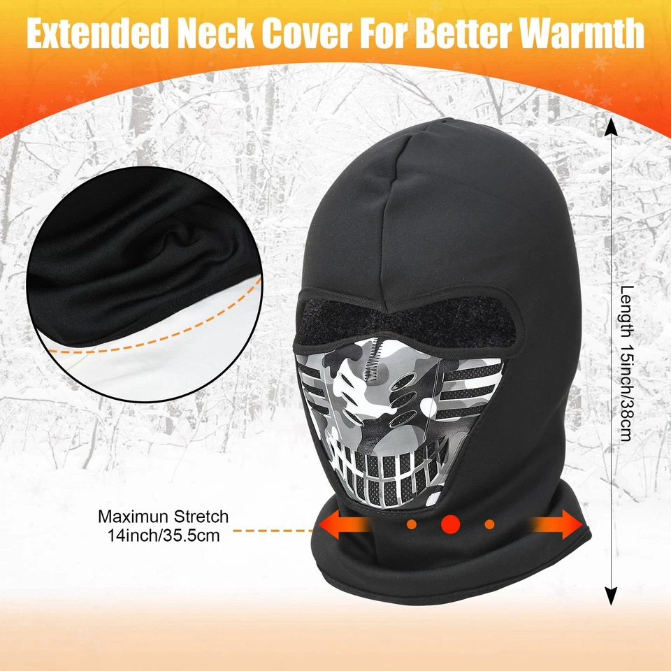 Men Women Ski Mask Breathable Balaclava Winter Thermal Face Hood Motorcycle Bike - Image 3 of 4