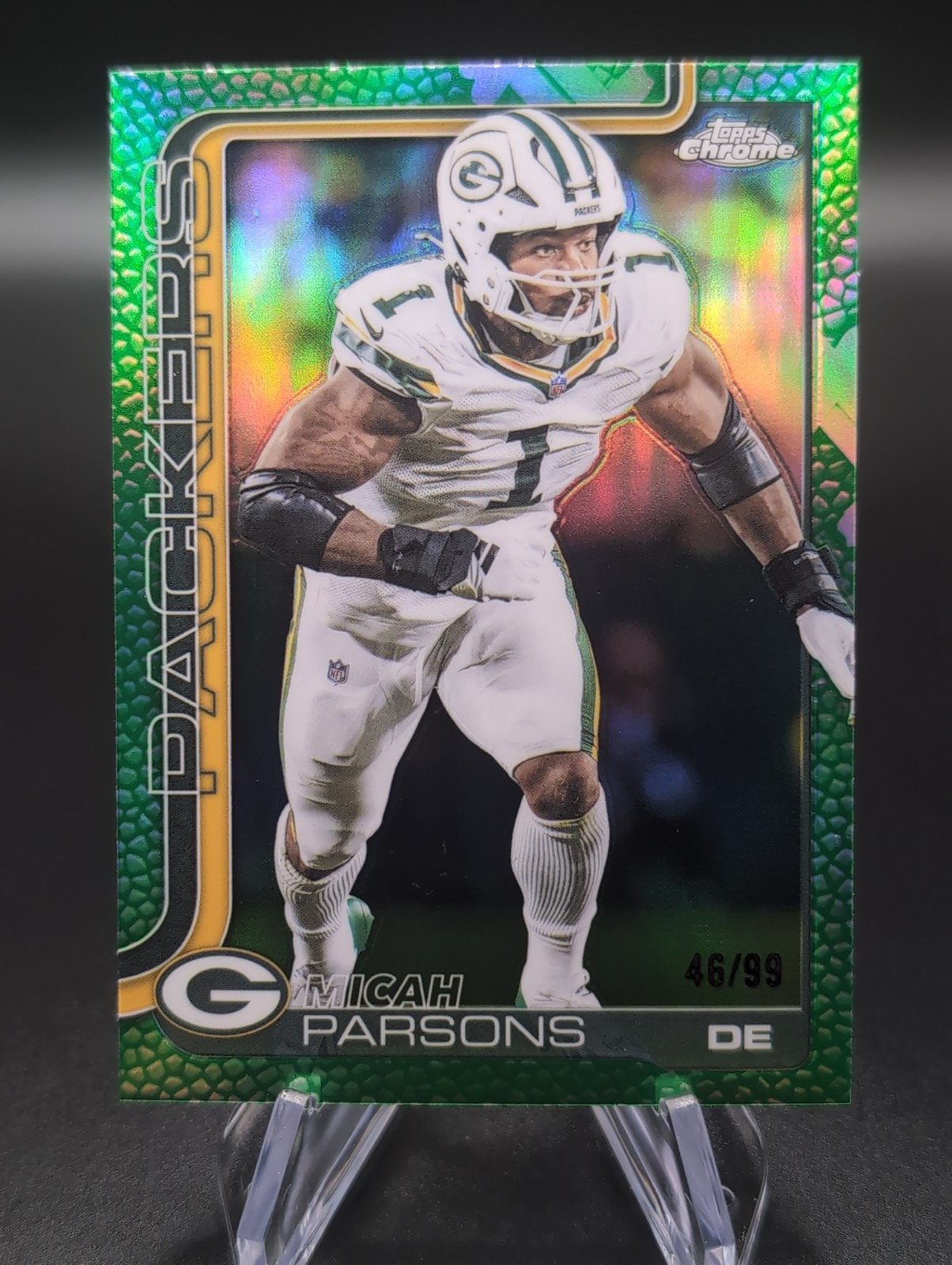 2025 Topps Chrome - Micah Parsons #77 Green Leather Refractor 46/99