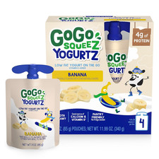 Yogurtz Banana, 3 Oz Pack of 4 , Kids Snacks Made from Real Yogurt and Fruit, P