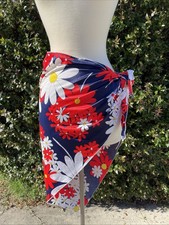 NOS VTG DeWeese Design Sarong Wrap Tie Beach Swim Cover Up Mod Floral Daisies