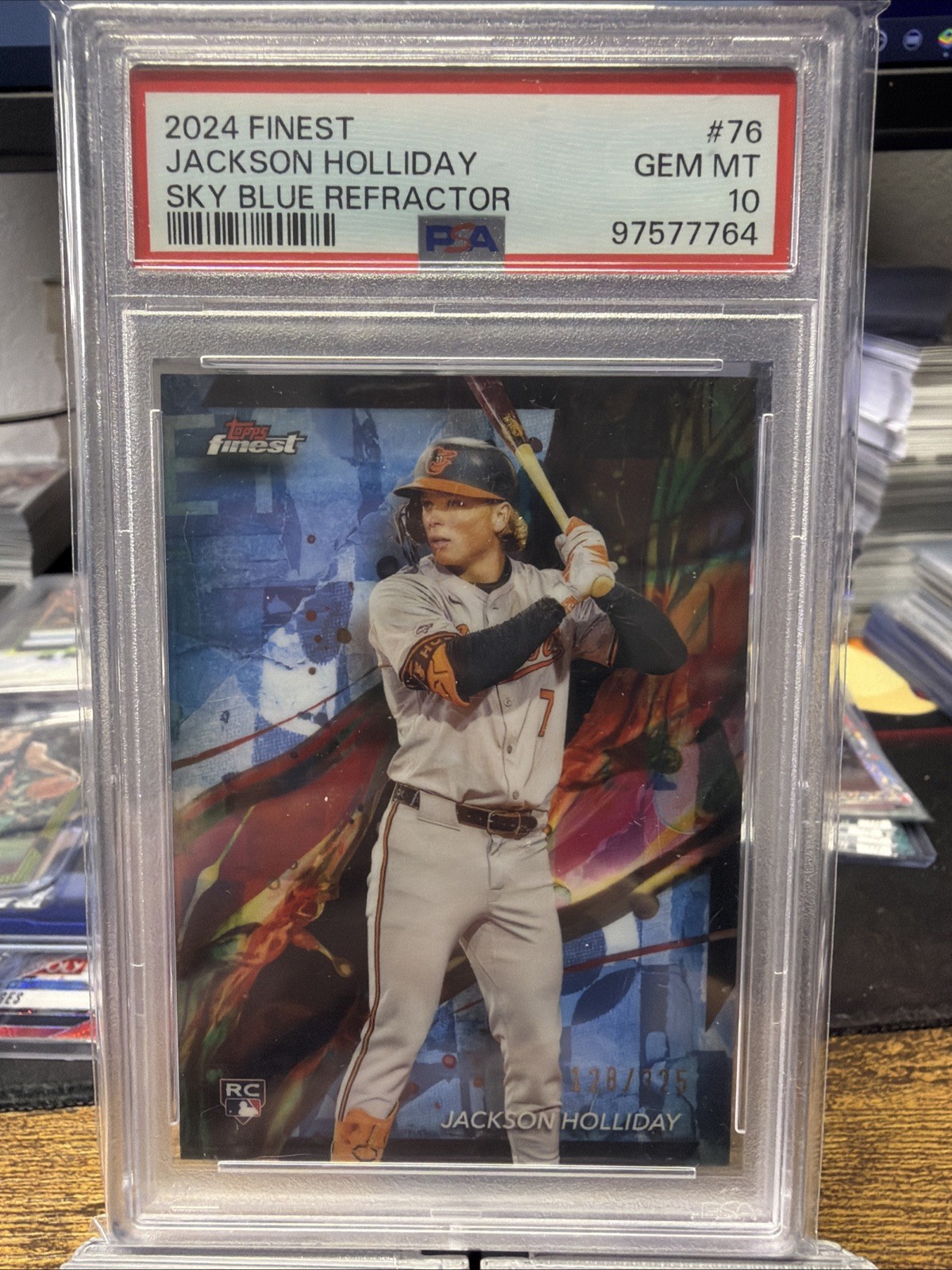 Jackson Holliday 2024 Topps Finest Sky Blue Refractor /325  #76 Rookie RC PSA 10