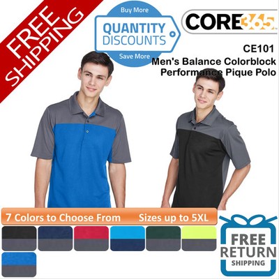   CORE365 Men's Balance Colorblock Performance Pique Polo Up To 5XL CE101