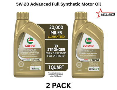 Castrol EDGE Extended Performance 5W-20 Advanced Full Synthetic Motor Oil, 1 Qrt